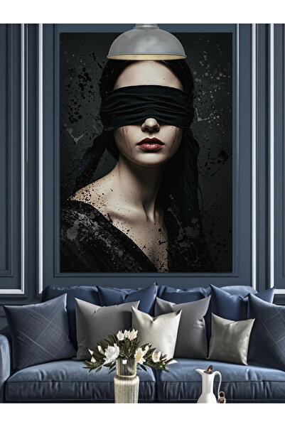 KanvasSepeti Cu ochii legați Vopsea în ulei de înaltă calitate texturat Canva...