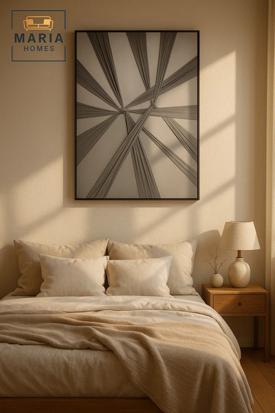 MARIA HOMES Modern Abstract Wall Art – Textured Grey Canvas – Minimalist Home Decor Painting