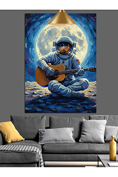 KanvasSepeti Китарист астронавт Висококачествена текстура на маслена боя Плат...