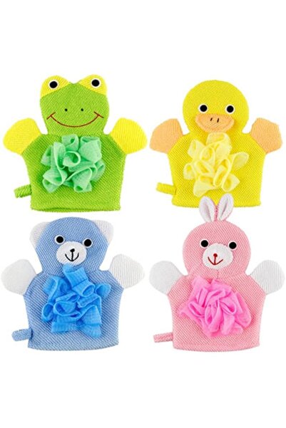 OASISGALORE 4 Pieces of Terry Cloth Bath Sponge, Cute Hand Puppet Gloves, Bat...