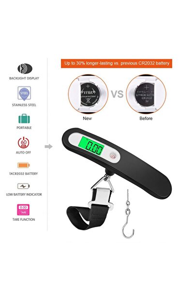 JZS Luggage Weight Scale Digital Hanging 50kg Travel Black