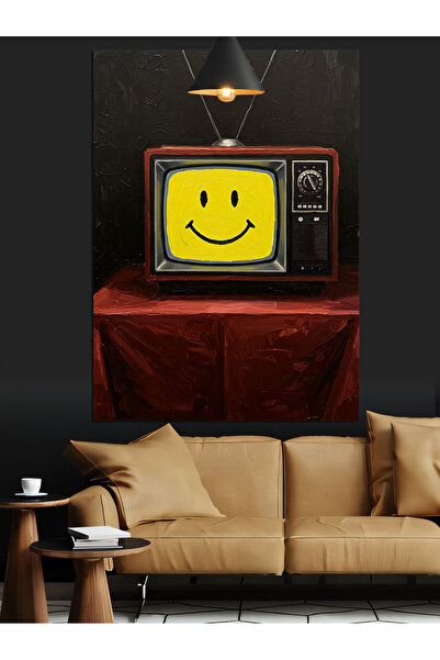 KanvasSepeti Televiziune veche Pictură în ulei de înaltă calitate texturat Ca...