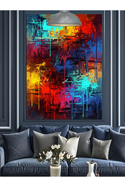 KanvasSepeti Desen abstract colorat Pictură în ulei de înaltă calitate textur...