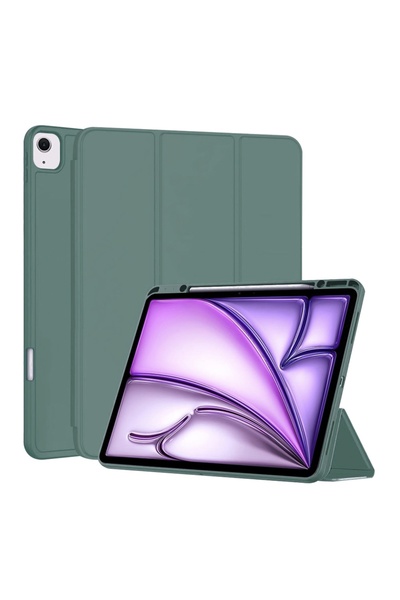 SKYDDAR INNOVATION Husă pentru iPad Air 13, Ultra Slim, Stand, Crystal Vision, Verde Închis, set de autocolante