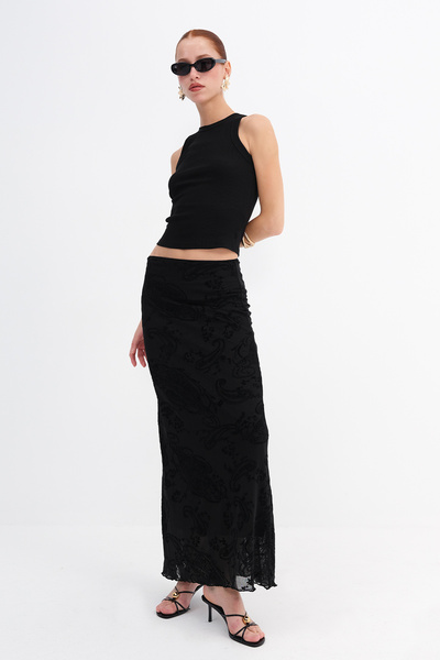 Addax Patterned Long Skirt E12798