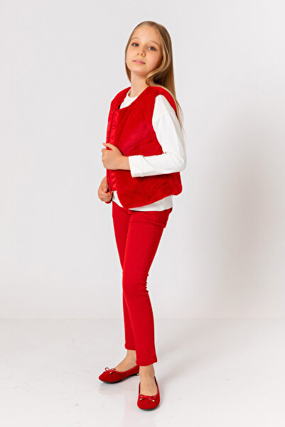 incity Girl's Red Plush Vest