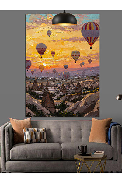 KanvasSepeti Vrući vazduh Visokokvalitetna uljana slika Teksturirano Platno S...