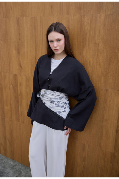 Birgül Bektaş Black Front Button Detailed Blouse