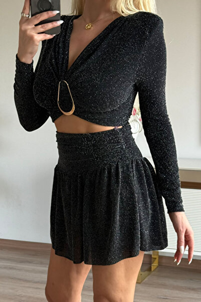 CİDDE Γυναικεία μπλούζα με λεπτομέρεια με ασημί αγκράφα ελαστικό ύφασμα