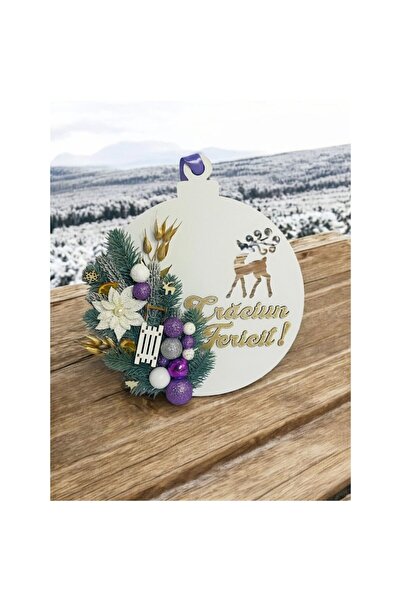 OEM Christmas wreath, painted and decorated MDF base, diameter 30cm