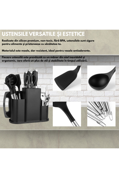 SDEPOT Set of 20 SDEPOT® kitchen utensils, made of stainless steel and food-grade silicone