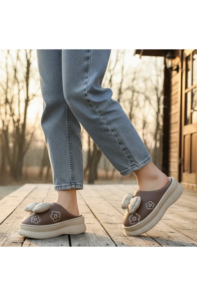 OEM Women's fluffy slippers, with decorative bow, for indoors or short outdoor outings, L736