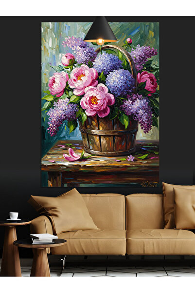 KanvasSepeti Buchet de lavandă Pictură în ulei de înaltă calitate texturat Pâ...