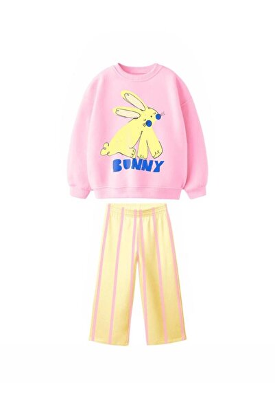 KidsSel Girl's Printed Model 3 Thread Cotton Fabric Bottom Top Set