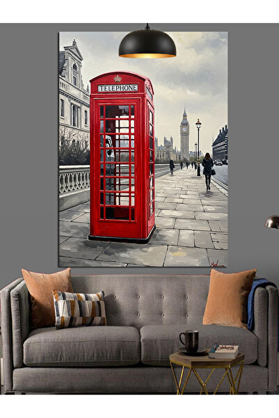 KanvasSepeti Telefon roșu Pictură în ulei de înaltă calitate texturat Canvas ...