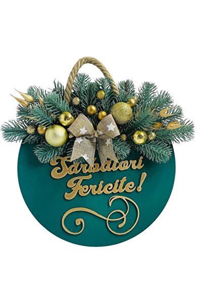 OEM Christmas wreath, painted and decorated MDF base, diameter 30cm