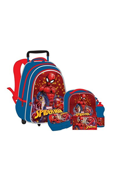 Generic Spiderman 5×1 School Bag Set Trolley Red 16