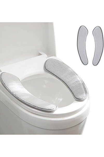 Generic Tazwiq Flannel Toilet Seat Cushion Cover, Adhesive Detachable Double-Flip, Gray