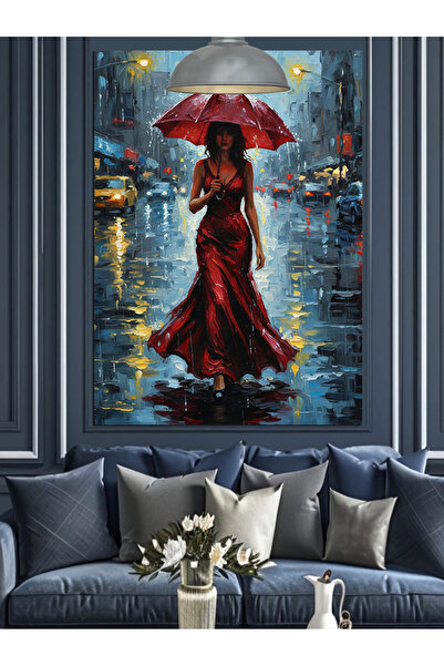 KanvasSepeti Κόκκινο φόρεμα Υψηλής ποιότητας ελαιογραφία Με υφή Καμβάς ζωγραφ...