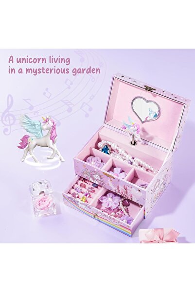 PROCASE Children's Musical Unicorn Jewelry Box for Girls (Swan Lake, Pink)
