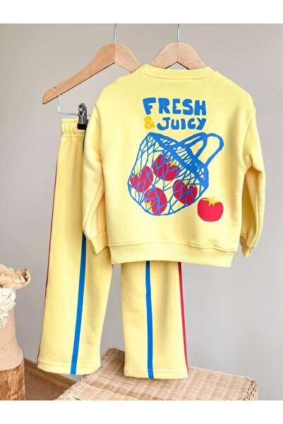 KidsSel Girl's Printed Model 3 Thread Cotton Fabric Bottom Top Set