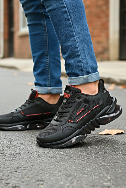 Wickers Men's Black Sports Shoes – Transparent Sole, Shock Absorbing, Breathable Casual Running Shoes