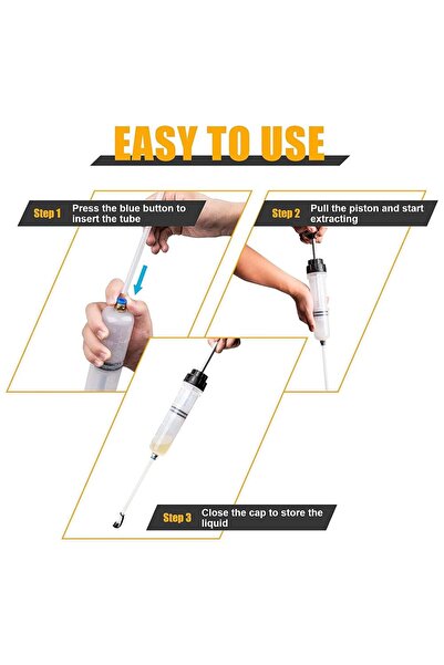 JZS Automotive Fluid Extractor Pump Manual Fuel Suction Syringe 200 CC