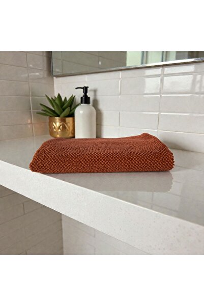 Havlu Denizi Ev Tekstil Ürünleri Curly Patterned Linen Cotton Blend Bath Mat