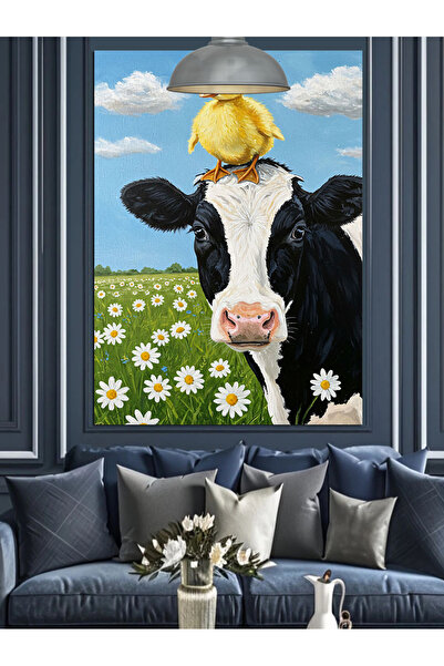 KanvasSepeti Pictură în ulei de înaltă calitate pe pământul cu margarete text...