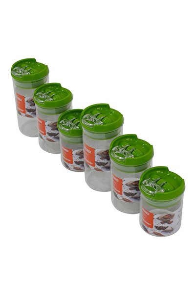 Lawazim Sealed Food Container Round 6pcs Green - BPA-Free Storage Jars