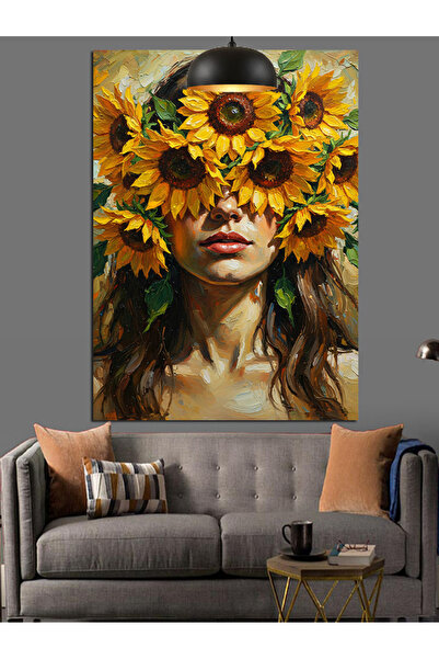 KanvasSepeti Ηλιοτρόπια με στέμμα Υψηλής ποιότητας ελαιογραφία Με υφή Καμβάς ...