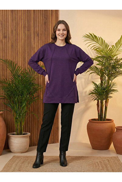 Birol Triko Women's Plum Green Buttoned Tunic