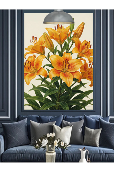 KanvasSepeti Floare de crin galben Vopsea în ulei de înaltă calitate texturat...