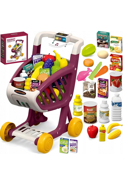 Matadi Dark Pink children's shopping cart with moving wheels, equipped with lights and 16 melodies