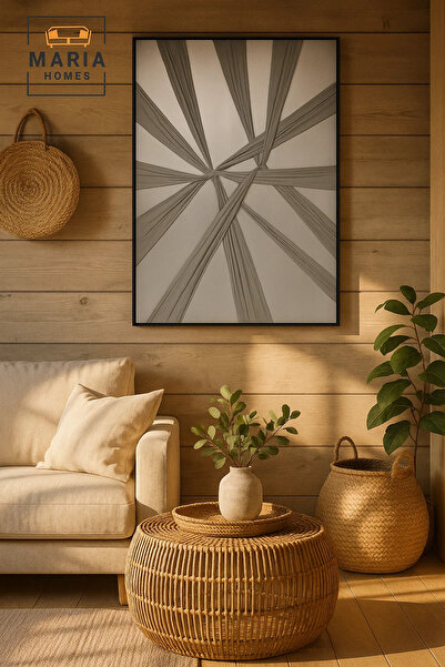 MARIA HOMES Modern Abstract Wall Art – Textured Grey Canvas – Minimalist Home Decor Painting