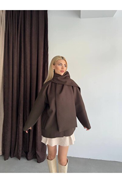 ParlaMira Women's Bitter Brown Shawl Detailed Cotton Textured Premium Cashmer...