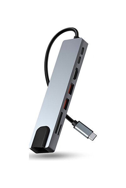 Metai 8'in 1 USB Type-C Hub Çoklu Bağlantı istasyonu HDMI 4k, RJ45 Ethernet USB 3.0, PD Sd/tf Kart Okuyucu