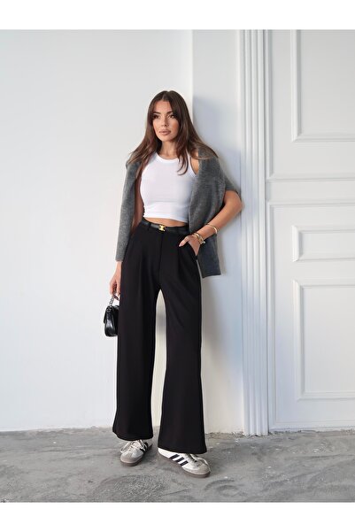 Paw Garage Women's Nova Modal Textured Pleated Palazzo Pants