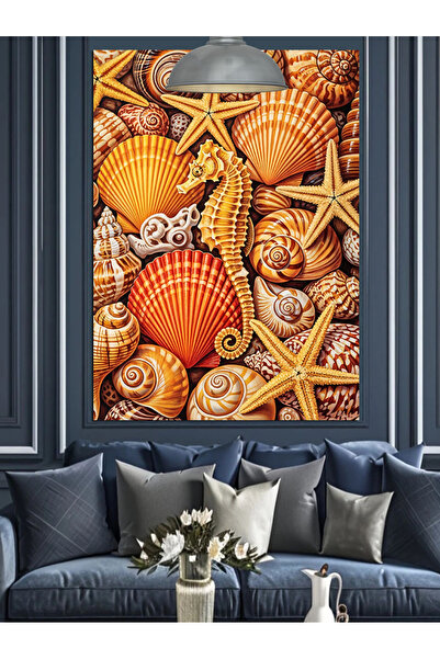 KanvasSepeti Scoici de mare Pictură în ulei de înaltă calitate texturat Canva...