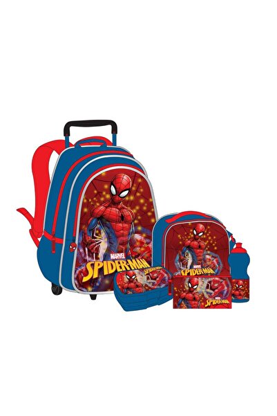 Generic Spiderman 5×1 School Bag Set Trolley Red 16