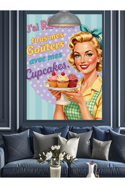 KanvasSepeti Pictură în ulei de înaltă calitate cu femeie chelneriță retro te...