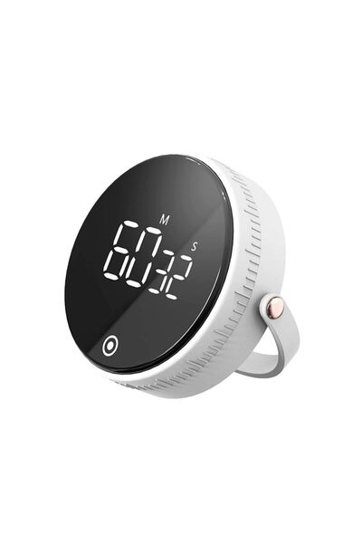 JZS Digital Kitchen Timer Large LED Display Magnetic White