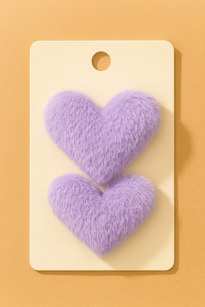 LİNACO Kız Çocuk ve Bebek İçin Peluş Kalpli Çıtçıt Toka Seti