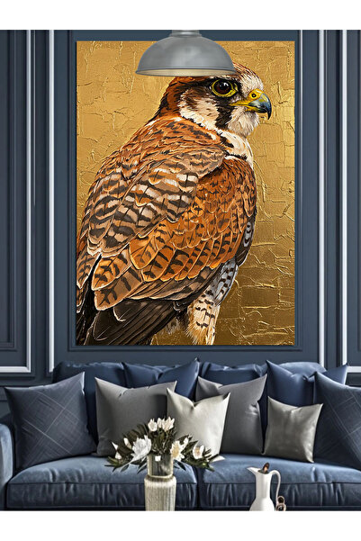 KanvasSepeti Pasăre șoimătoare Pictură în ulei de înaltă calitate texturat Pâ...
