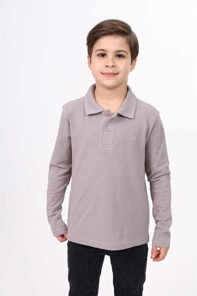 Toontoy Unisex Polo Neck Buttoned Long Sleeve T-Shirt