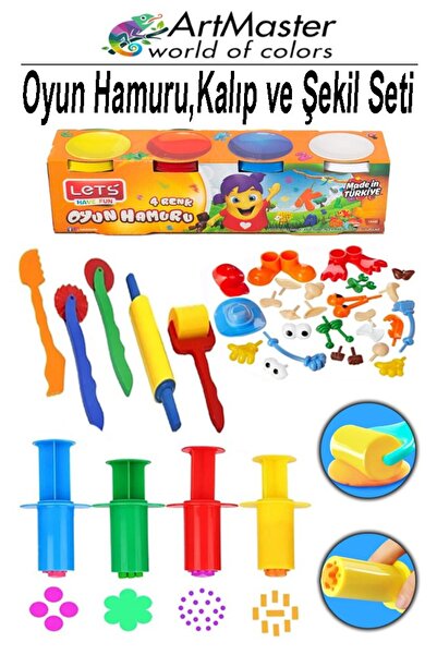 Artmaster 4 Renk Oyun Hamuru Lets Oyuncak Kalıp Enjektör Seti Merdane Silindi...