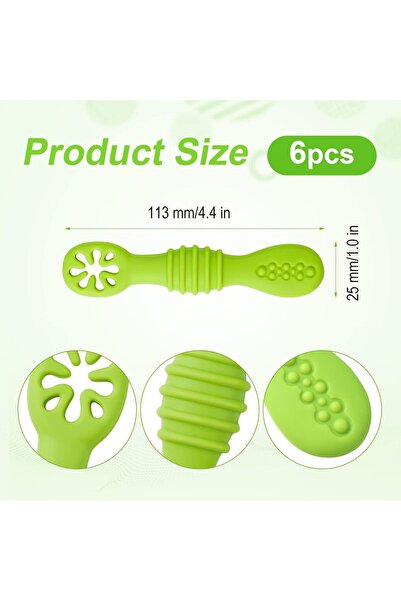 Generic SupWolf 6-Piece Silicone Baby Spoons — Stage 1 Weaning & Self-Feeding for 6+ Months