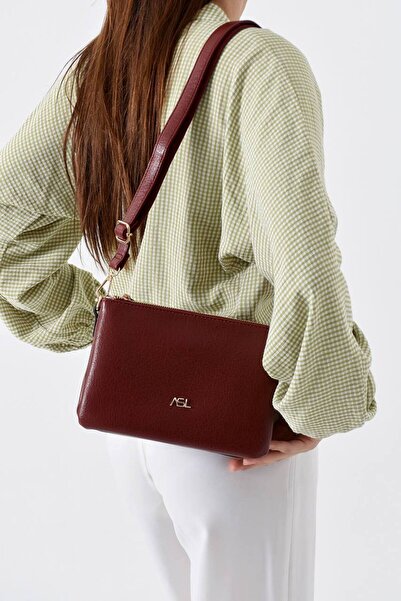 grand coco Women's chic design 3-compartment burgundy handbag and shoulder bag