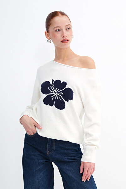 Addax Πλεκτό πουλόβερ με λουλούδια K3521