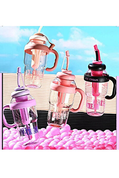 Dörtel Tedarik Bıgmug Ice Cream Tritan Water Bottle with Straw Detox Flask 1300 ml